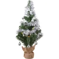 Kaemingk Mini árbol de Navidad de mesa, modelo D-H-Z, altura 60 cm, 20 litros, color verde/plateado, marca Everlands