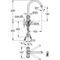 GROHE Grifo para lavabo Costa, para calentadores de agua abiertos, cromado - 31930001