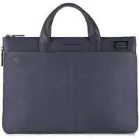 Piquadro Black Square Maletín Piel natural 42 cm Compartimento para el portátil azul
