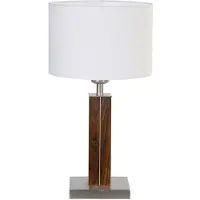 HerzBlut Lámpara de mesa «Dana» con base de madera de nogal