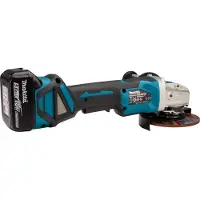 Makita Amoladora angular a batería DGA 519 RTJ de 18 V y 125 mm, sin escobillas, con X-Lock + 2 baterías de 5,0 Ah + cargador + Makpac