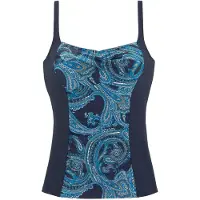 LASCANA Top de tankini azul / genciana / naranja / blanco