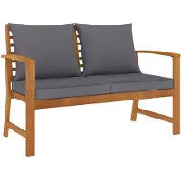 vidaXL : Banco de jardín de 120 cm con cojines de color gris oscuro, fabricado en madera de acacia maciza