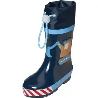 Playshoes Botas de lluvia 'Baustelle' marino / azul claro / piedra / naranja