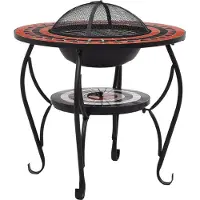 vidaXL Mesa de exterior con mosaico de cerámica, terracota y blanco, 68 cm