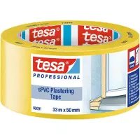 TESA Cinta adhesiva de PVC, color amarillo liso, referencia 66001, longitud 33 metros, ancho 50 mm