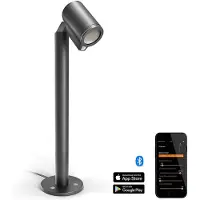 Steinel Spot Way, Iluminación exterior para jardín, Color negro, Aluminio, Plástico, IP44, Ideal para jardines y calles, Clase II