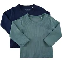 Minymo - Kid's Blouse L/S (2-Pack) - Camiseta de manga larga size 62, turquesa