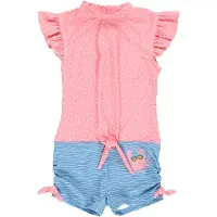 Playshoes Traje de baño azul pastel / altrosa / blanco