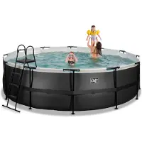 Exit Piscina Black Leather ø488x122cm con bomba de filtrado de arena, color negro