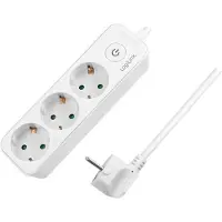 Logilink LPS244: Regleta de enchufes, con 3 tomas, con interruptor, color blanco