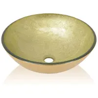 vidaXL Lavabo de vidrio templado, 42 cm, color dorado