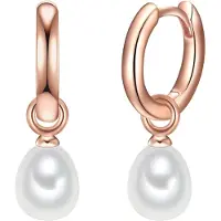 Valero Pearls Pendientes oro rosa / blanco perla