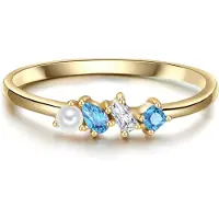 Glanzstücke Anillo azul / dorado / blanco