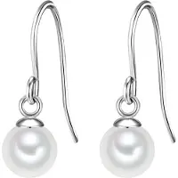 Glanzstücke Pendientes plata / blanco perla