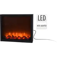 Huismerk Chimenea eléctrica | Chimenea con efecto de llama LED, funcionamiento eléctrico, carcasa de metal negro, 41x25 cm