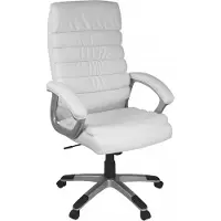 Amstyle Silla de diseño Valencia, tipo sillón, para oficina, con apariencia de cuero, color blanco