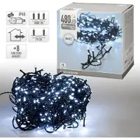Bigbuy Guirnalda LED brillante, estilo EDM: crea un ambiente navideño con luz blanca fría. Incluye 480 bombillas LED y tiene una longitud de 36 metros. Modelo: 72091
