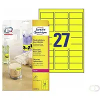 Avery Zweckform L6004-25 Etiquetas extraíbles neon A4 63,5 x 29,6 mm amarillas (675 etiquetas)