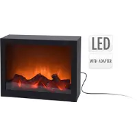 Huismerk Chimenea eléctrica de pie, sin función de calefacción, con luces LED, color negro, 80 W