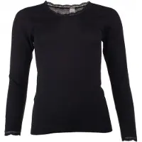 Engel - Women's Shirt L/S with Lace - Ropa interior merino size 38/40, negro