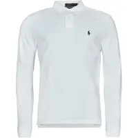 Ralph Lauren para hombre. 710680790001 Polo de piqué Custom Slim Fit blanco (XS), Casual, Algodón, Manga larga, outle