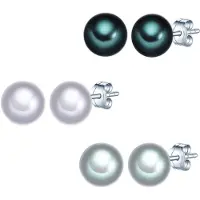 Valero Pearls Pendientes esmeralda / plata / blanco perla