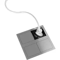 Kopp PLAZA 2: Element de enchufe de acero inoxidable cepillado, con dos enchufes Schuko y tapa deslizante