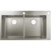 Hansgrohe Fregadero empotrable de 370 x 370 mm, modelo S712-F765, acero inoxidable