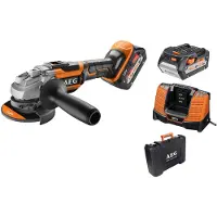 AEG Amoladora BEWS18-125BL, 125 mm, 18V, sin escobillas, con 2 baterías de 5Ah + cargador, todo en un estuche