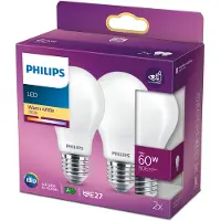 Philips bombilla LED E27 7W 2.700K opal set de 2