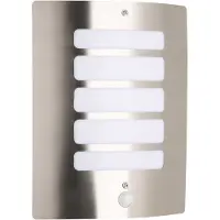 Brilliant : Lámpara de pared exterior plateada TODD | Lámpara de pared con sensor de movimiento ajustable, grado de protección IP44 | Altura: 29 cm | 1 x casquillo E27, máximo 60W | Metal/plástico