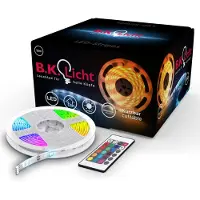 B.K. Licht Tira de luces LED de 10 metros, RGB, 230V, luz cálida, con control remoto, regulable