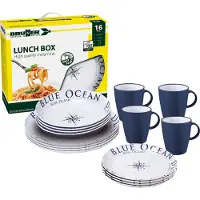 Brunner - Lunch Box - Set de vajilla size 16 Pieces, blanco