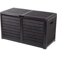 Eda 010290 G.ANT CX EDA, caja de jardín BAYA, 420 litros, con aspecto de madera, color antracita