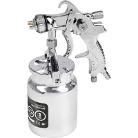 Powerplus Pistola de pintura Powair0110, 283 l/min, 1000 ml, color plateado, talla única / Enchufe europeo, color plateado, talla única