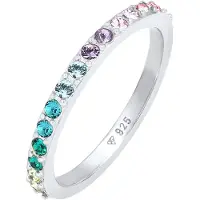 Elli Anillo 'Rainbow' esmeralda / lila claro / rosa claro / plata