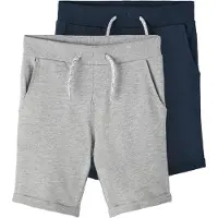 Name it - Kid's Vermo Long Shorts 2-Pack - Pantalones cortos size 128, gris