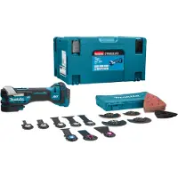 Makita DTM52ZJX2 Starlock Max sin escobillas 18V Herramienta multifunción sin cable + Makpac Set + Juego de accesorios, 43 pzs. - sin batería, sin cargador