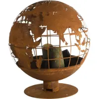 Esschert Design Brasero esférico con diseño de mapa del mundo, cortado con láser