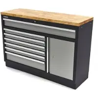 HBM 7 cajones 136 cm. Armario de herramientas profesional, banco de trabajo con puerta para equipos de taller