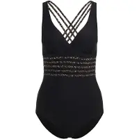 LASCANA Traje de baño beige / marrón / negro