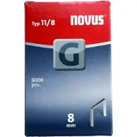 Novus Grapas planas , modelo 11 L, dimensiones: 8 mm de largo x 10,6 mm de ancho, para alambre de 1,25 mm, acero galvanizado, 5000 unidades por caja - 042-0528