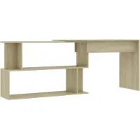 vidaXL Escritorio de esquina , color Sonoma roble, 200x50x76 cm, fabricado en material de madera