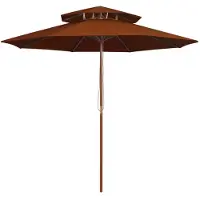 vidaXL Sombrilla con dosel doble y mástil de madera, color terracota, 270 cm