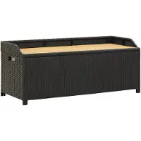vidaXL Banco con espacio de almacenamiento, 120 cm, de polirratán, color negro
