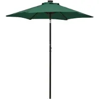 vidaXL Sombrilla con iluminación LED, color verde, 200x211 cm, estructura de aluminio