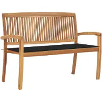 vidaXL Banco de jardín apilable con cojín, 128,5 cm, madera maciza de teca