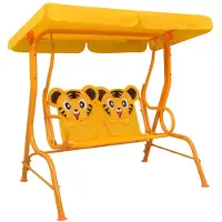 vidaXL Columpio infantil estilo Hollywood, color amarillo, 115 x 75 x 110 cm, tapizado en tela