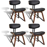 vidaXL : Juego de 4 sillas de comedor, hechas de haya y con tapicería de cuero sintético